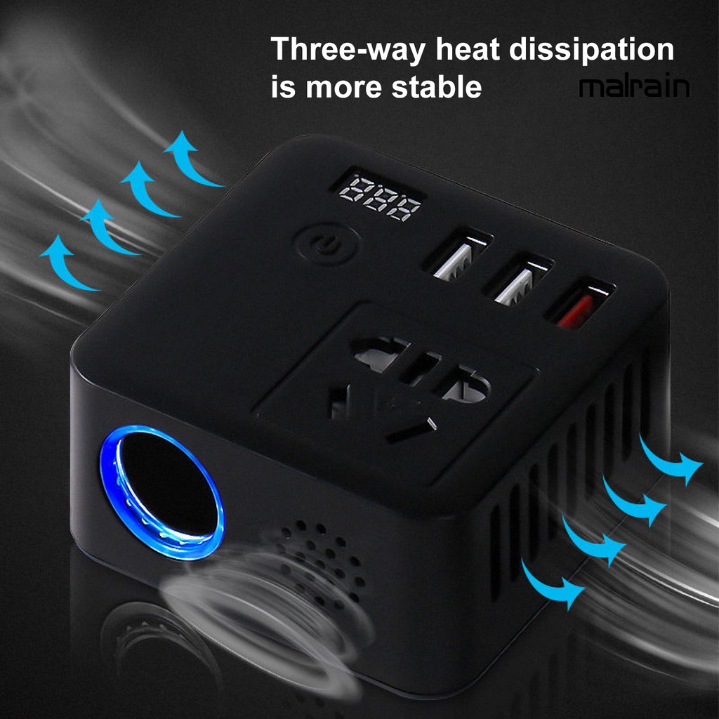 Bộ Chuyển Đổi Nguồn Điện 150W 12V Sang 220V Cho Xe Hơi Điện Thoại