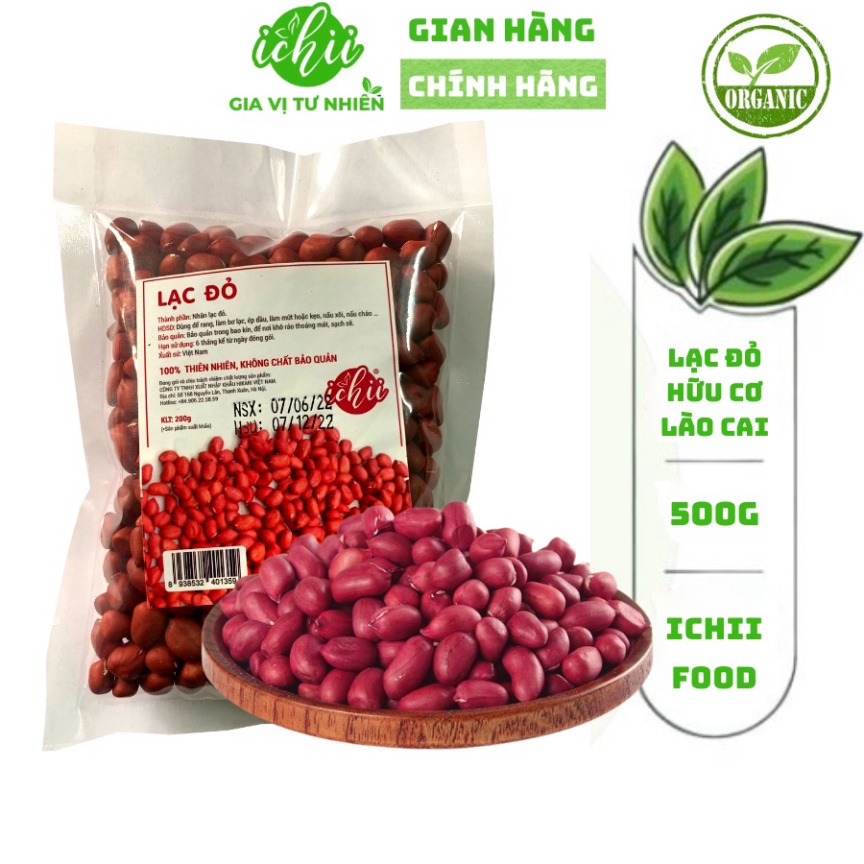 Lạc đỏ hữu cơ HOÀNG THU PHỐ, Lạc đỏ organic ICHII , Đậu phộng đạt tiêu chuẩn VIETGAP gói 500g