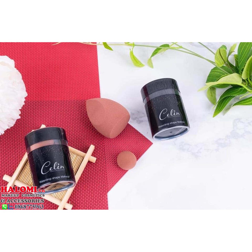 Bông Mút Tán Nền Celin 2 Chiếc gồm nâu và đen chuyên cho trang điểm Siêu Mềm Đàn Hồi Cao