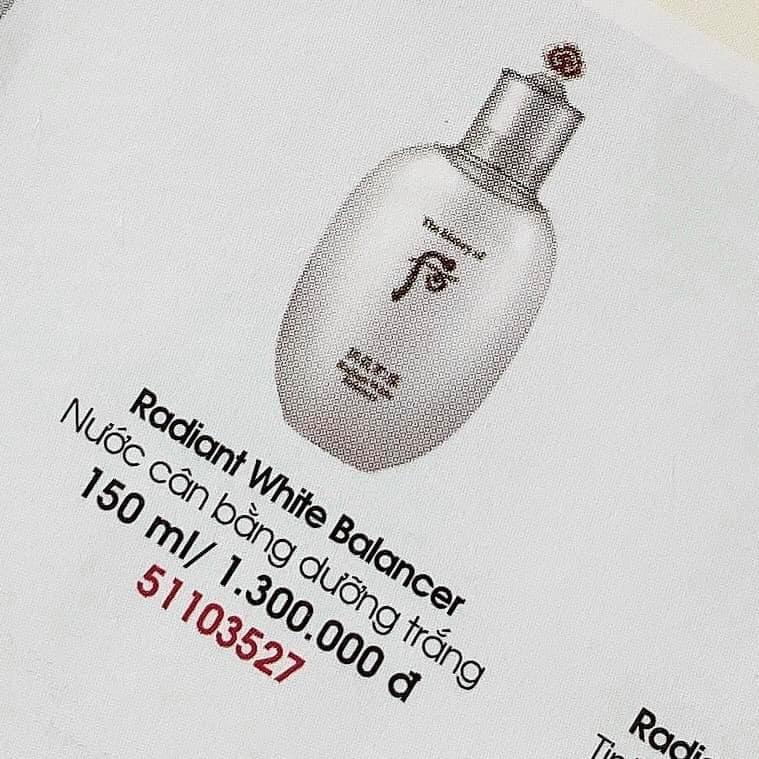 [MỚI VỀ] Nước hoa hồng Whoo trắng sáng da Whoo Radiant White Balancer 150ml