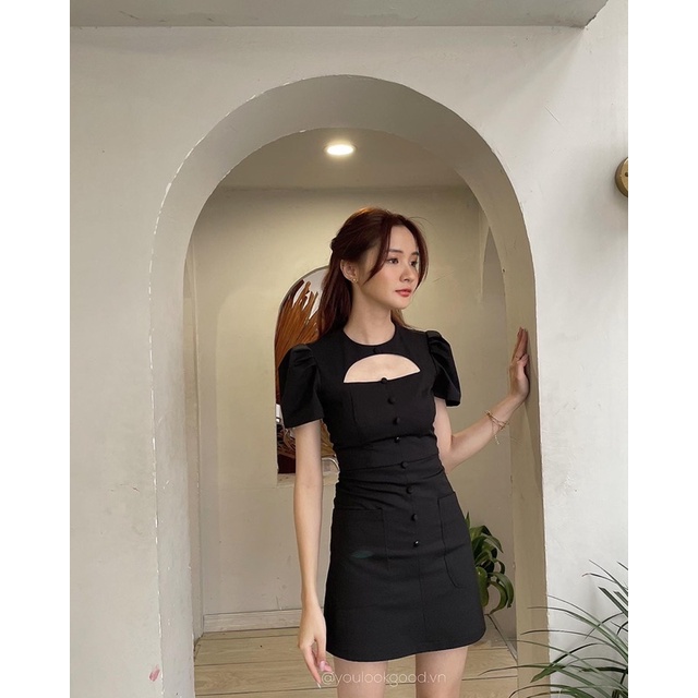 Hebe Dress Black Version - Váy đen body kiểu dáng A ôm tôn dáng - Youlookgood
