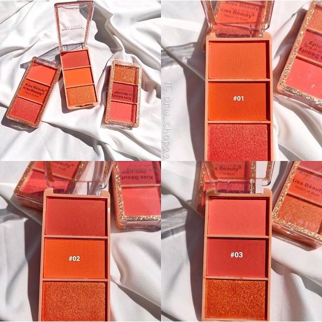 Phấn má hồng 3 ngăn Kiss Beauty Peach of Blush | BigBuy360 - bigbuy360.vn