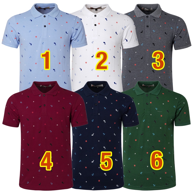 Áo polo nam cổ bẻ SPMAHT20 in họa tiết vùng biển nhiều màu form ôm gọn người - PigoFashion