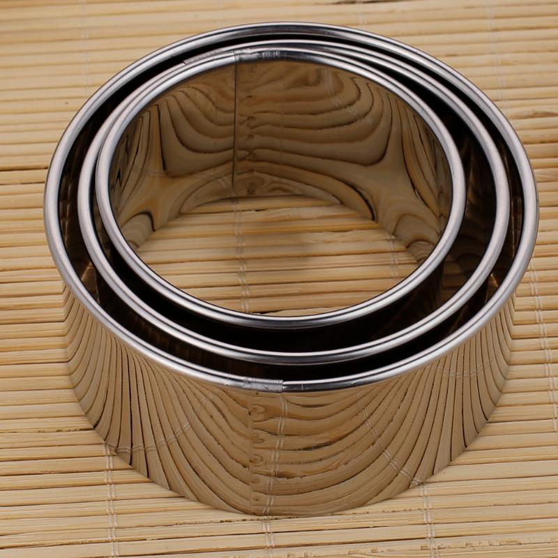 Set 3 Khuôn Cắt Bánh Hình Tròn Bằng Thép Không Gỉ