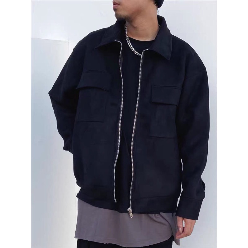 💥Hàng siêu cấp 💥Áo khoác da lộn cổ bẻ khoá kéo cao cấp🔥Được kiểm hàng💥