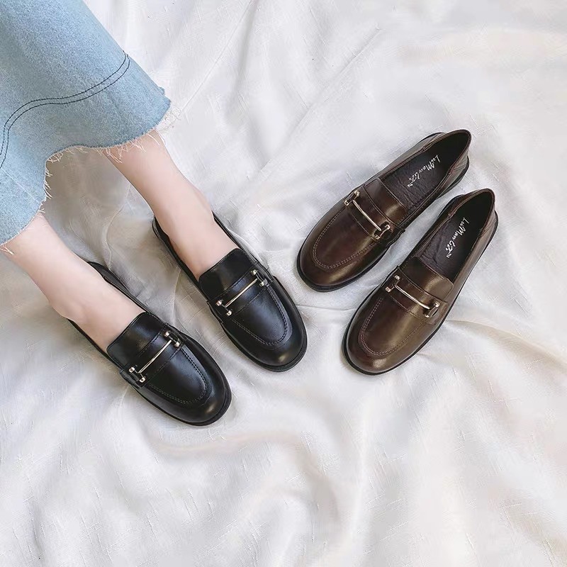 ẢNH THẬT VIDEO MỚI VỀ Giày Moca Loafer bệt văn phòng giày lười da mềm nữ 3cm có sẵn đen nâu | BigBuy360 - bigbuy360.vn