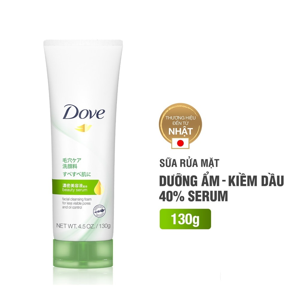 Sữa Rửa Mặt Dove Beauty Serum Cleansing Foam Tinh Chất Serum Se Khít Lỗ Chân Lông và Kiềm Dầu 130g