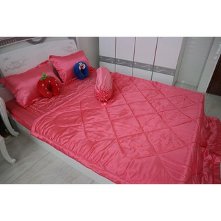 Set 5 món chăn ga vỏ gối phi lụa cao cấp sang chảnh(chọn màu)