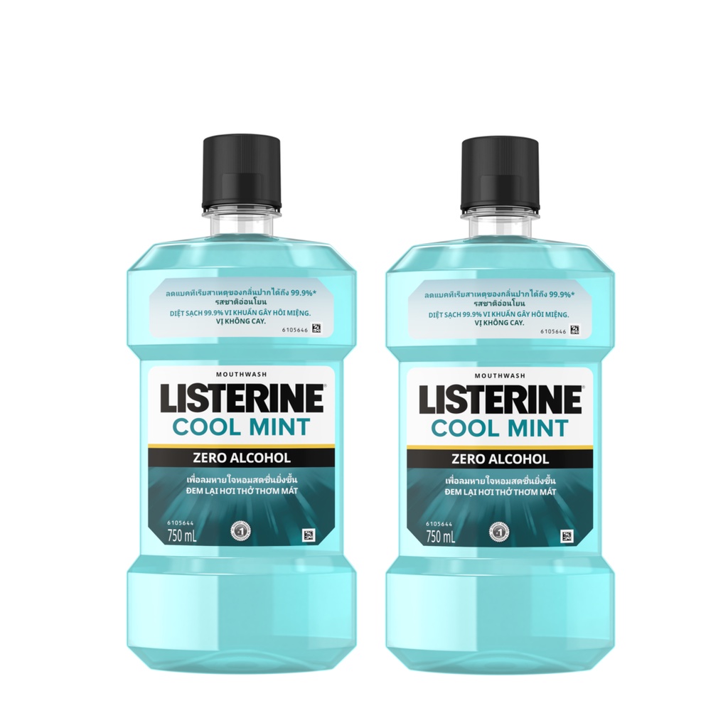 Bộ 2 Chai Nước Súc Miệng Listerine Giúp Hơi Thở Thơm Mát Cool Mint Zero 750mlx2 540021939