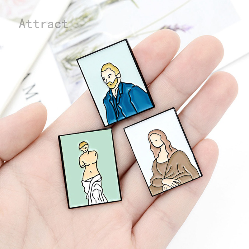 Attract Ghim Cài Áo Kim Loại Họa Tiết Tranh Vẽ Sơn Dầu Độc Đáo
