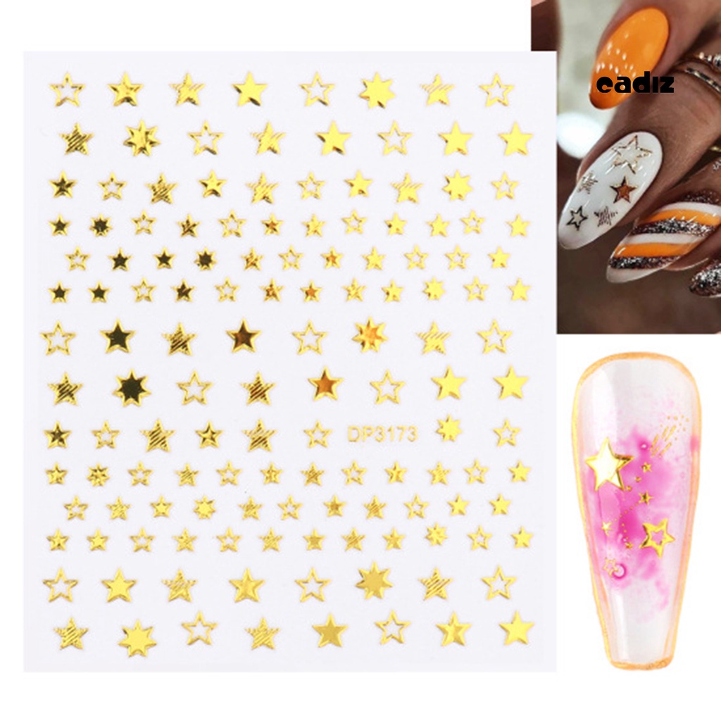 Bộ 3 Miếng Dán Trang Trí Móng Tay Không Phai Kiểu Hình Học Siêu Mỏng Sang Trọng