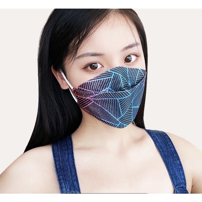 Khẩu trang Hàn Quốc KF94 kháng khuẩn kháng bụi mịn in hoạ tiết Grafifi Sọc