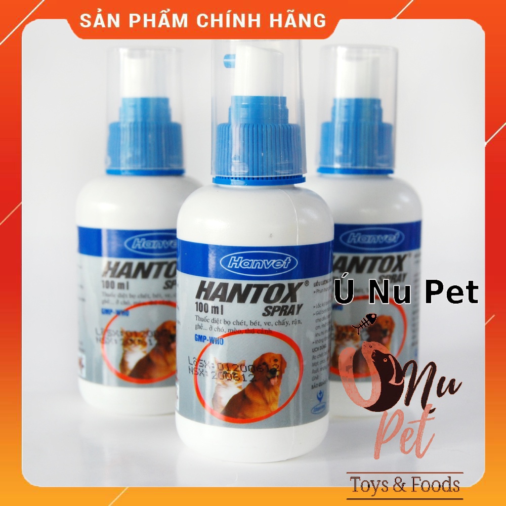 Thuốc xịt ngoài da diệt ve rận, bọ chét, ký sinh trùng cho chó mèo Hantox 100ml