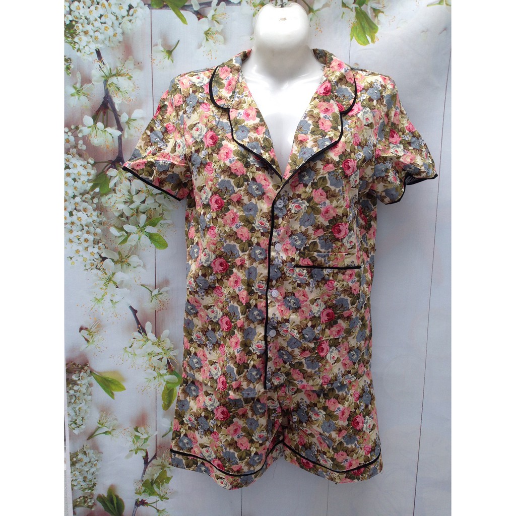 Bộ đồ mặc nhà Bộ Pijama vải kate đẹp kiểu quần đùi áo cộc tay