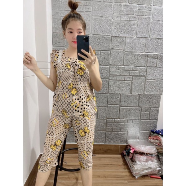 xả mẫu Bộ nữ lụa hàn lửng mềm mát size dưới 58kg
