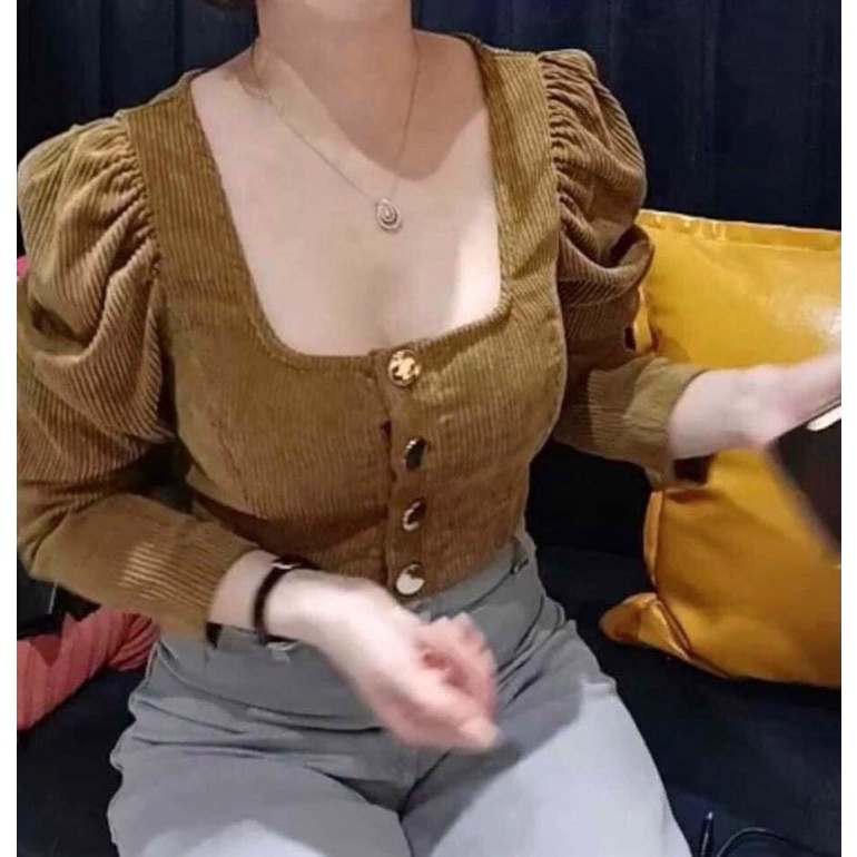 Áo nhung tăm cúc đồng dành cho nữ