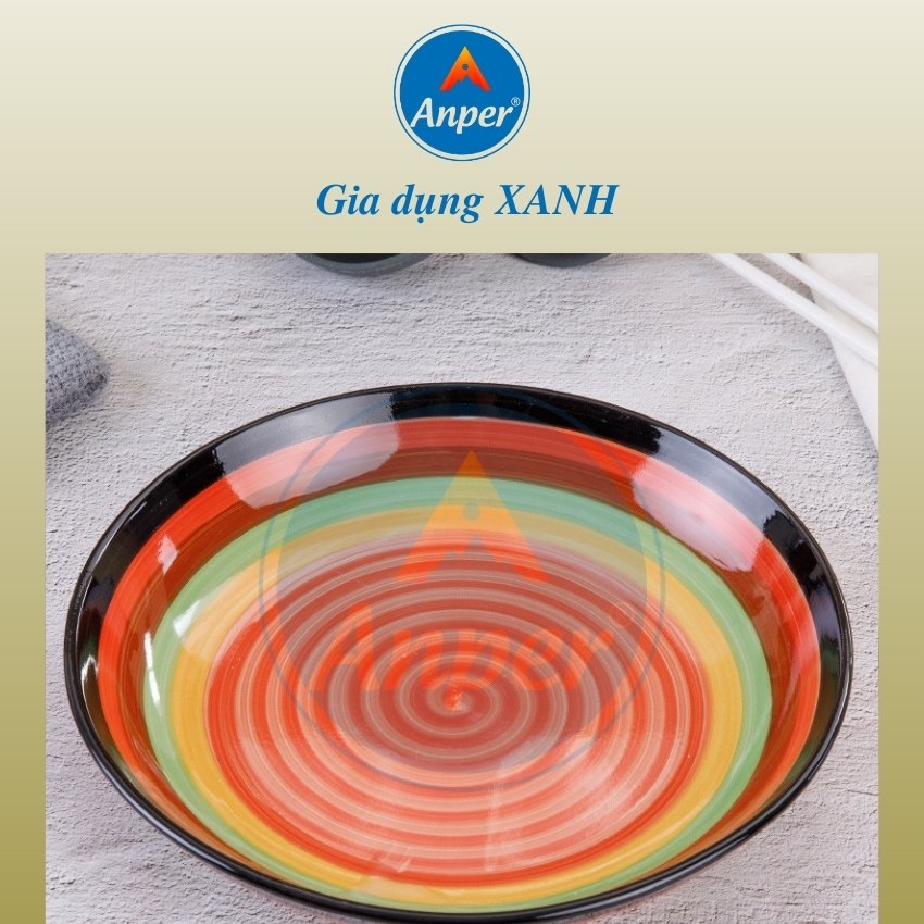 Combo 2 và 3 dĩa sứ cầu vồng ANPER 10 cm kiểu dáng hiện đại an toàn sang trọng đĩa cầu vồng