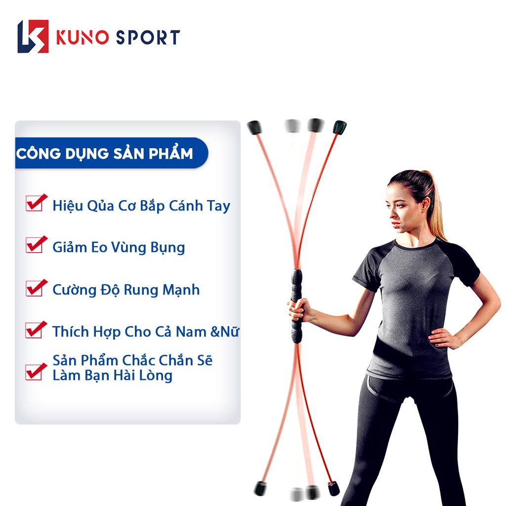 Gậy rung đàn hồi tập gym KUNO SPORT có thể tháo rời