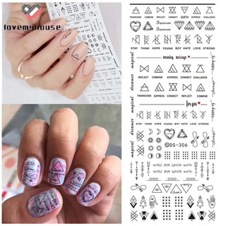 Miếng dán kháng nước họa tiết hình học xinh xắn dùng trang trí móng tay DIY