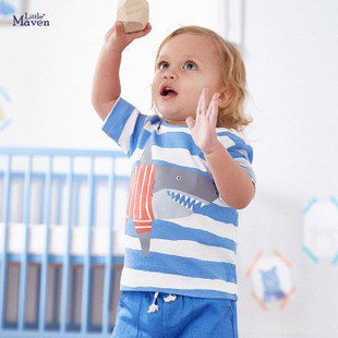 (18-25kg) Mã 51618 áo thun ngắn tay hình cá mập cho bé trai