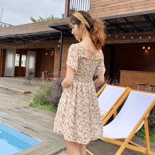 Janet studio • đầm nhún thun hoa nhí