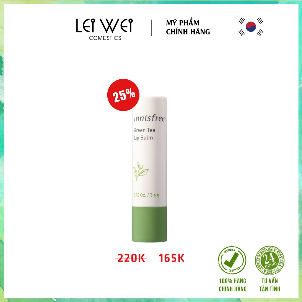 Son Dưỡng Môi Trà Xanh Chính Hãng Innisfree Green Tea Lip Balm 3.6g