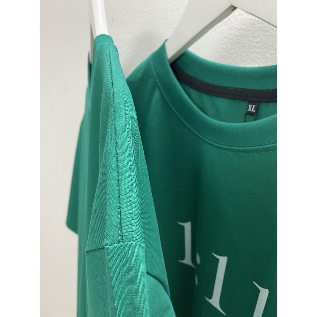 Áo thun tay lỡ 11:11 XANH LÁ to KKIMSHOP , Áo thun unisex nam nữ form rộng oversize chất liệu Cotton Thái