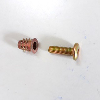 Ốc cấy có vành và bulong trong nghành gỗ ,Ốc cấy gỗ + bulong lục giác chìm M6x40 túi 100 bộ
