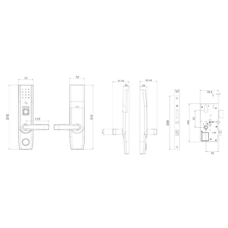 Khóa cửa vân tay thông minh ZKTeco TL400B sử dụng mật khẩu / thẻ / chìa khóa / Bluetooth