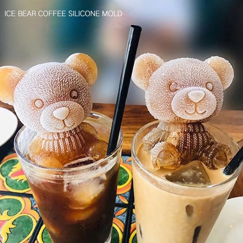 Khuôn Silicone Làm Đá/Chocolate/Nước Ép Trái Cây/Kẹo Đường Hình Chú Gấu 3D DIY