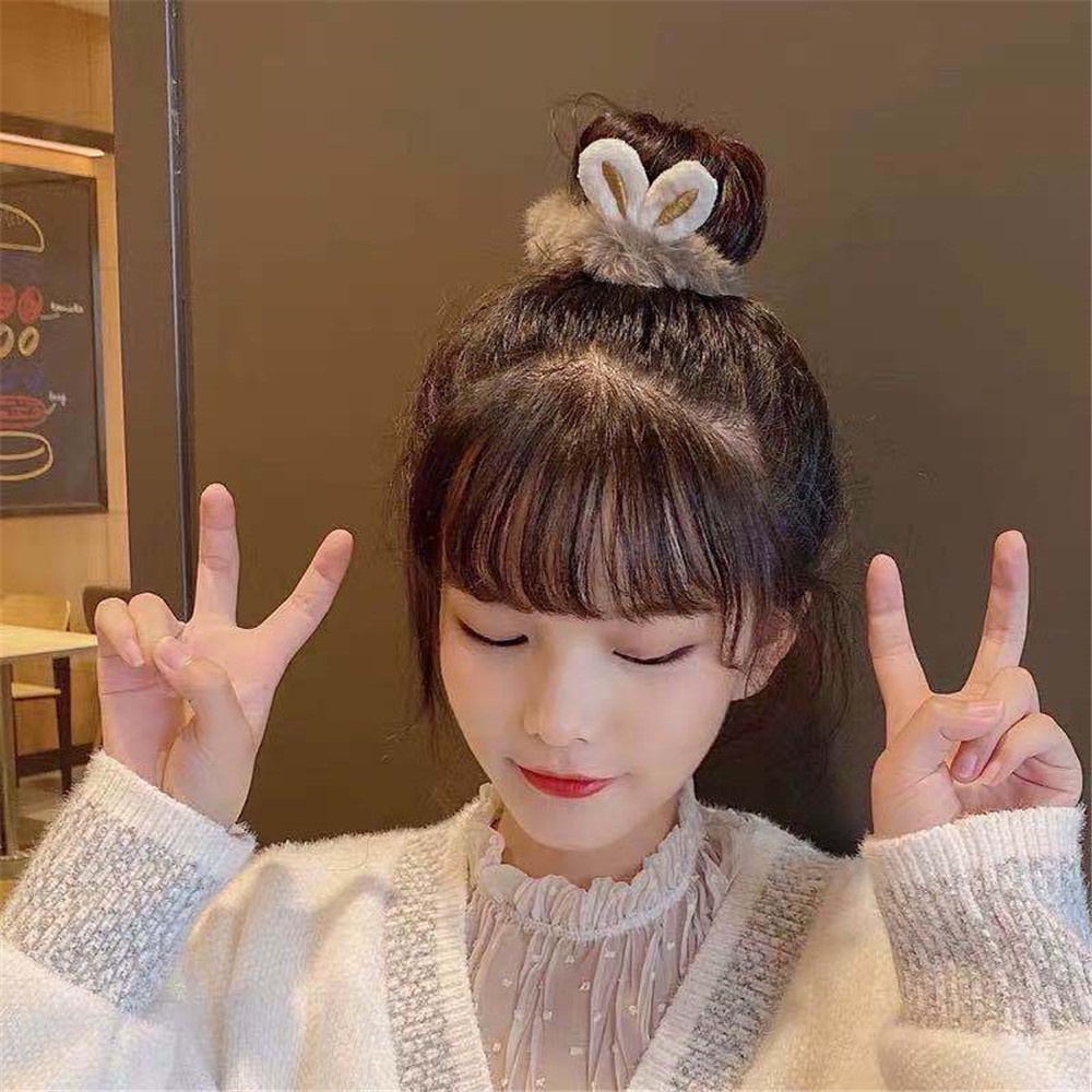 Dây Cột Tóc Lông Thỏ Co Giãn Thời Trang Đáng Yêu Cho Nữ