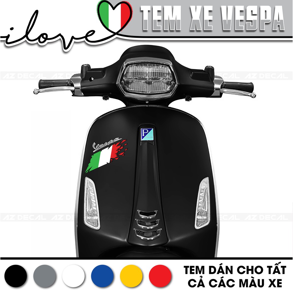 Tem Xe Vespa italia 06 | Tem Rời Xe Vespa Chất Liệu PVC 5 Lớp Cao Cấp