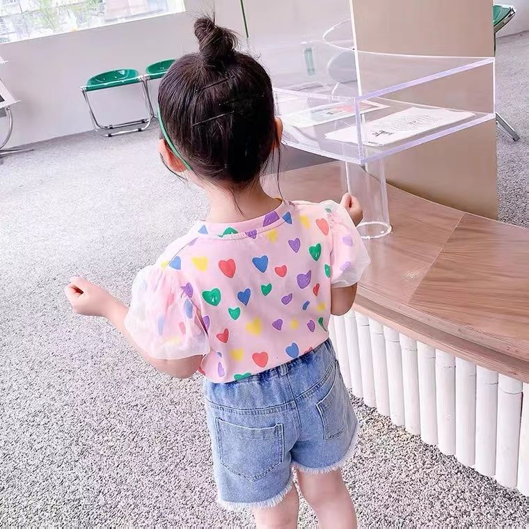 Áo Thun Ngắn Tay Phối Lưới Phong Cách Nhật Hàn Thời Trang Mùa Hè Hàng Mới