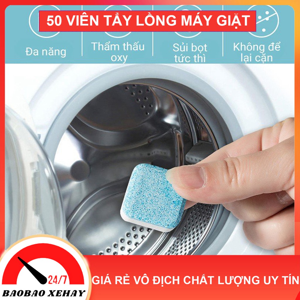 50 VIÊN TẨY VỆ SINH LỒNG MÁY GIẶT DIỆT KHUẨN VÀ CHẤT CẶN LỒNG GIẶT HIỆU QUẢ-baobaoxehay