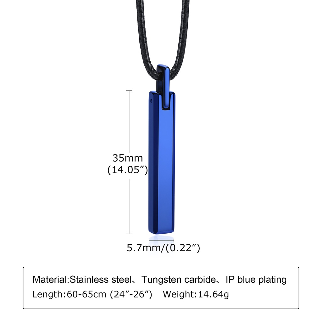 Vnox Vòng cổ Dài 26 Inch Mặt Thanh Hình Học Màu Xanh Đen Hoàng Gia Cho Nam Làm Quà Tặng