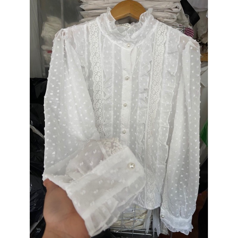 [Mã WASKT304 giảm 15% tối đa 30K đơn 99K] Áo sơ mi ren hạt sang chảnh | BigBuy360 - bigbuy360.vn