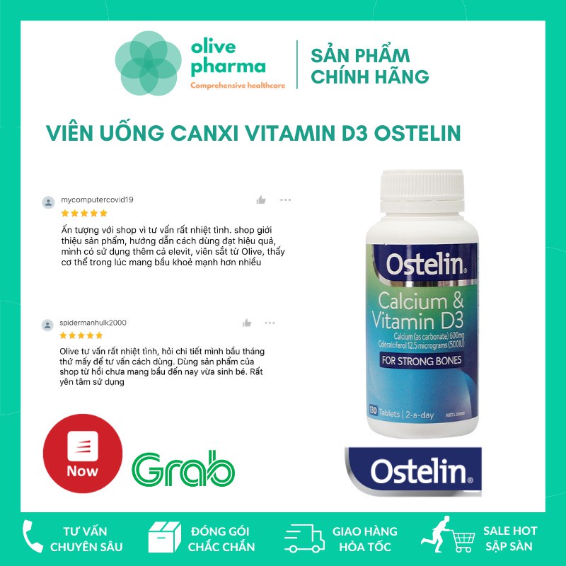 Viên uống bổ xung canxi + vitamin D: Ostelin Vitamin D & Calcium cho Bà Bầu và Người từ 12 tuổi _130 viên