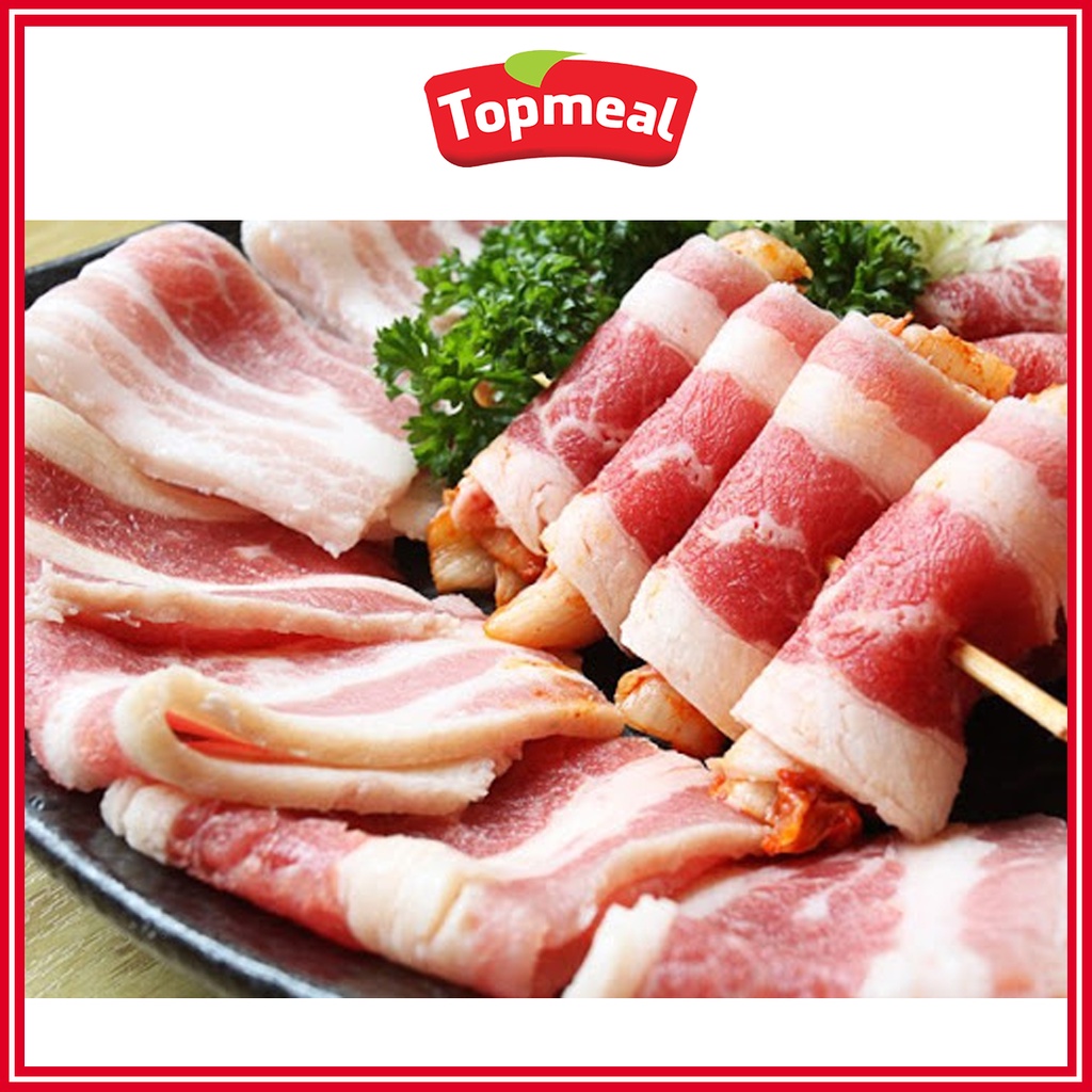 TOPMEAL - Ba Chỉ Heo Cắt Lát Trải  - Thích hợp với các món nướng, xông khói, xào, nhúng lẩu,... -