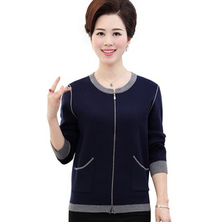 Áo khoác len nữ trung niên dài tay SMT cổ tròn GN43