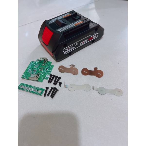 Vỏ mạch Bosch 18v 4A  21700.mạch nhận sạc zin có leb báo pin