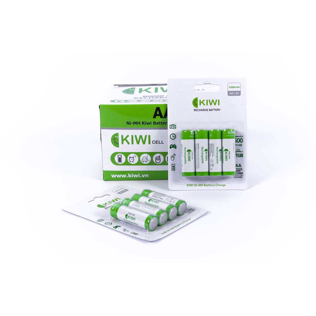 Combo 4 pin sạc Kiwi AA Ni- MH 3300mAh và bộ sạc pin AA/AAA đa năng 4 cổng - Hàng chính hãng