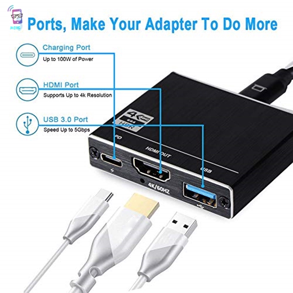 MG 3 In 1 Type C Hub USB C to HDMI 4K 100W USB-C PD for MacBook Pro Laptops Phones @vn