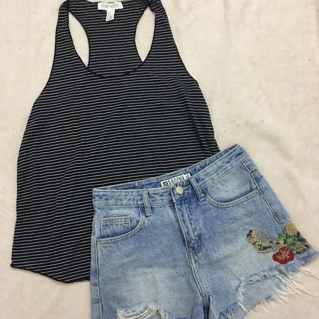 Tanktop f21, jean thêu size s