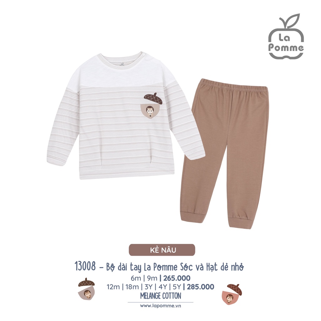 Bộ dài tay La Pomme Sóc và hạt dẻ nhỏ dành cho bé gái mềm mại dễ thương