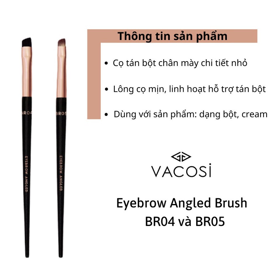 [HÀNG CHÍNH HÃNG] Cọ Mày Đầu Mềm Vacosi Eyebrow Angled Brush BR04