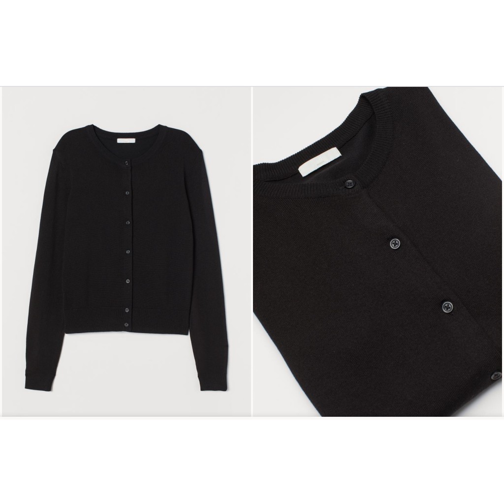 Áo len nữ cardigan đen HM H&M sz XS_hàng chính hãng authentic