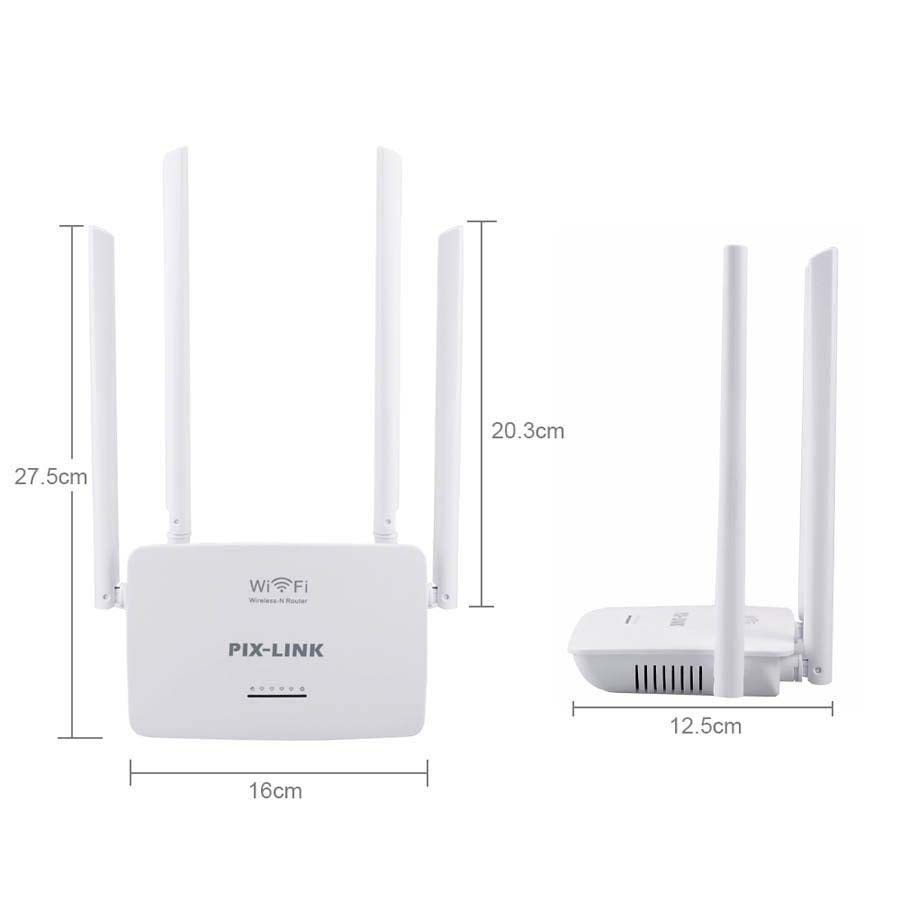 Bộ phát wifi chính hãng PIX-LINK LV-WR08 tốc độ 300Mbps, 4 anten 4 cổng LAN tốc độ 100Mbps