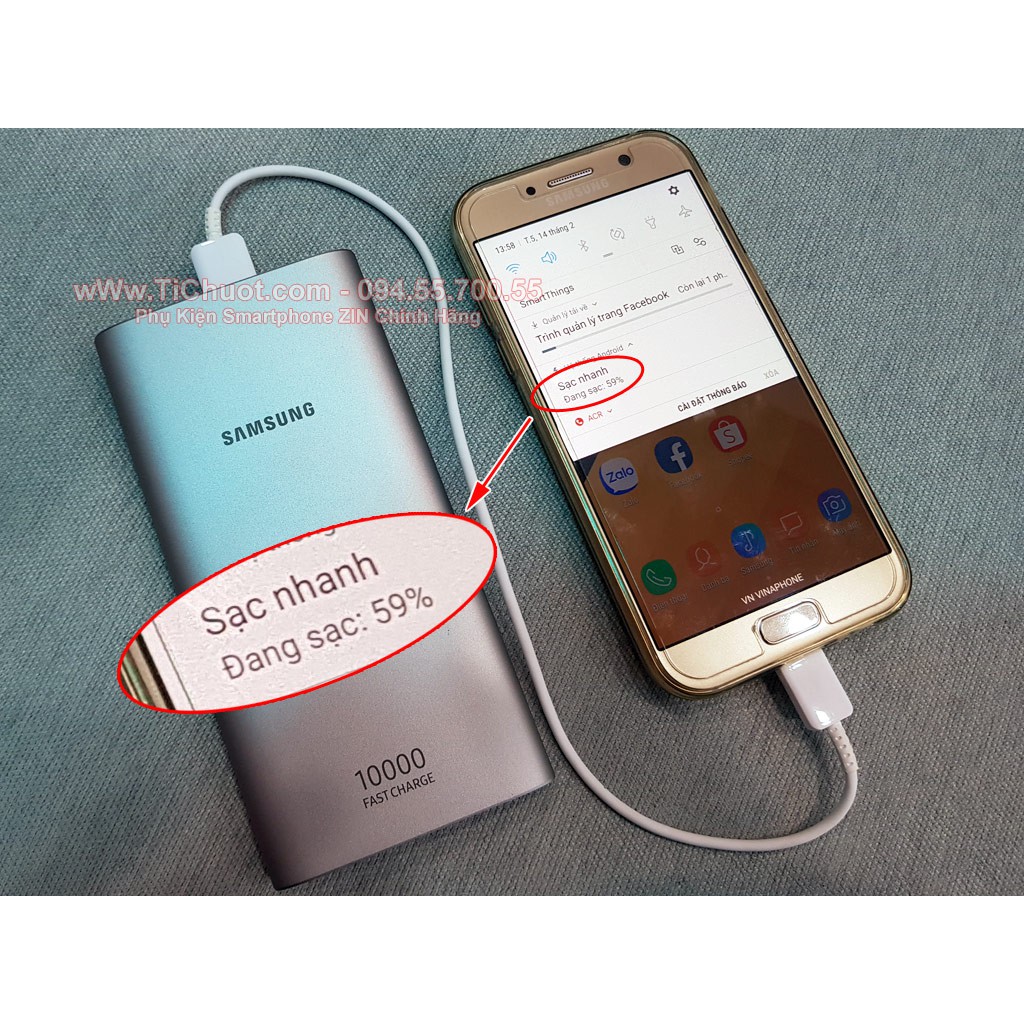 [Mã 252ELSALE hoàn 7% xu đơn 300k] [Chính Hãng] Pin Sạc Dự Phòng Samsung EB- P1100C 10.000mAh Type-C QC3.0