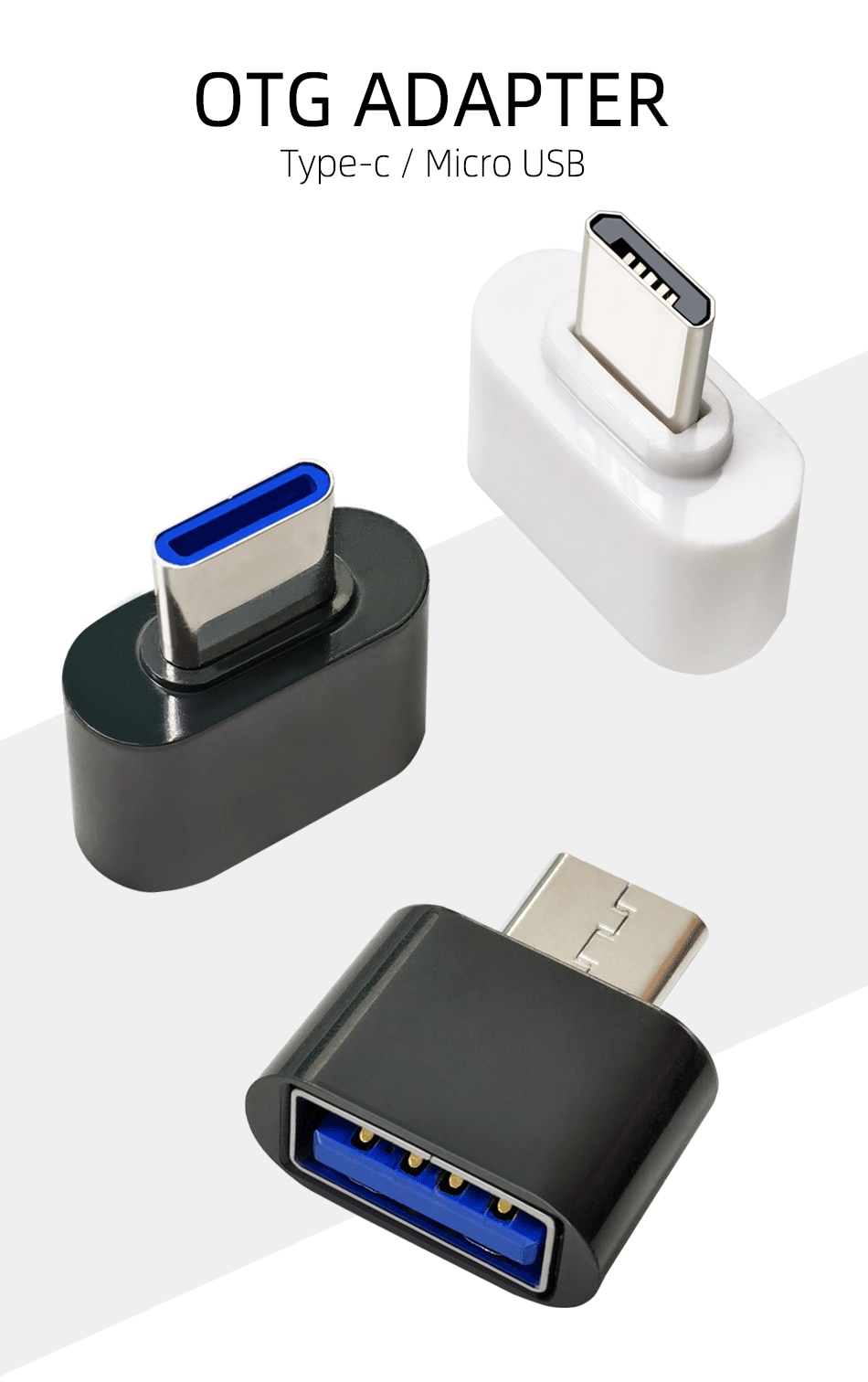 Đầu chuyển đổi Otg Micro Usb / Type-C sang cổng Usb 2.0 cho thiết bị Android chất lượng cao