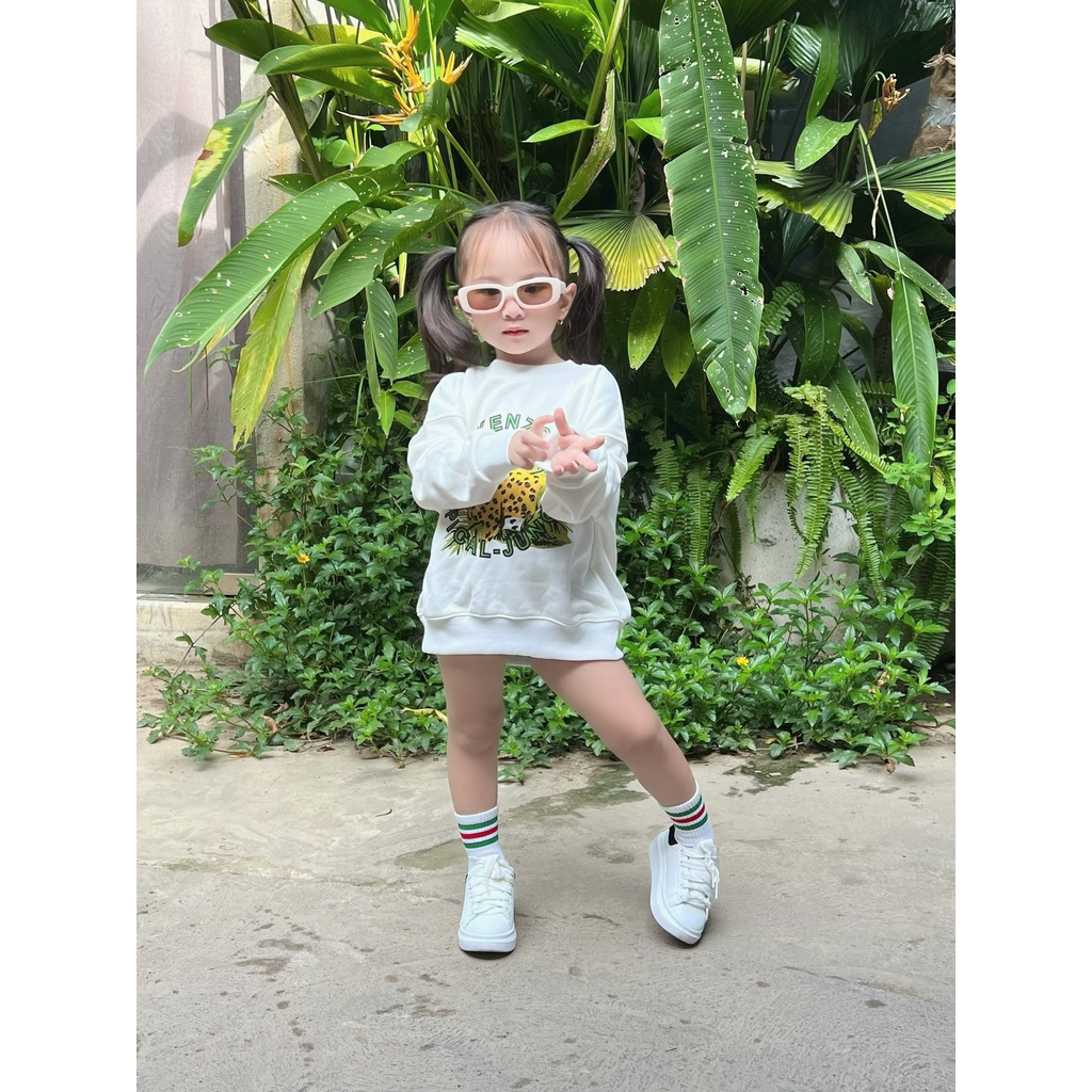 Áo nỉ cổ tròn kenzzo báo xanh cho bé , sweater trẻ em unisex bé trai , gái , TP KIDs